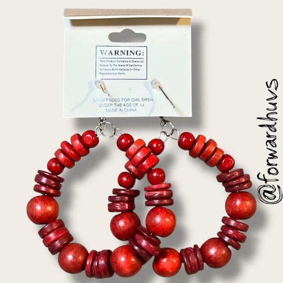 Bundle Sale 3 for $15 | Princess Accessories Red Hoop Earrings - Picture 4 of 7